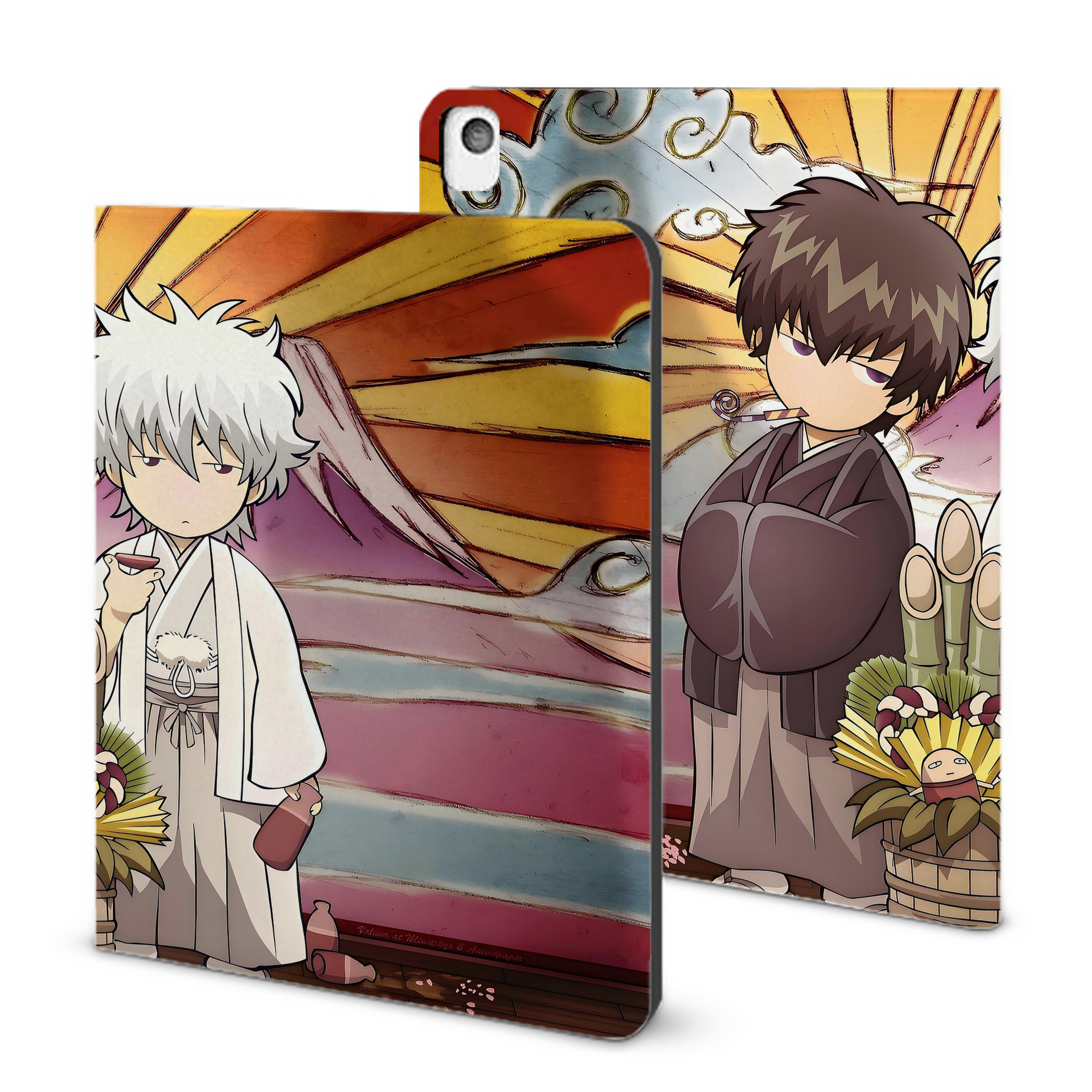 （画像用） ぎんたま 坂田銀時（さかたぎんとき） 神楽 志村新八（しむら しんぱち） GINTAMA Sakata Gintoki Kagura Shimura Shinpachi IPadケース ペンホルダー付き ブックスタイルデザイン
